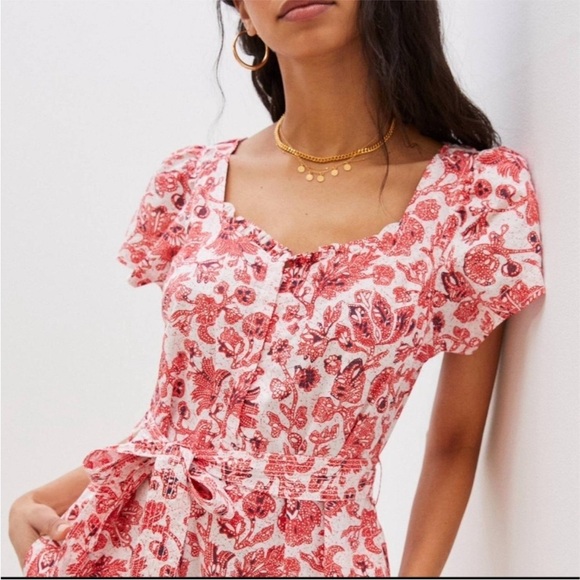 Anthropologie Find Me Now Effie Red Jumpsuit XL - Picture 2 of 15